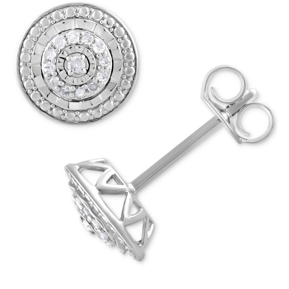 Diamond Multi-Halo Stud Earrings 1/10 ct t.w. In Sterling Silver